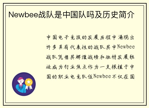 Newbee战队是中国队吗及历史简介